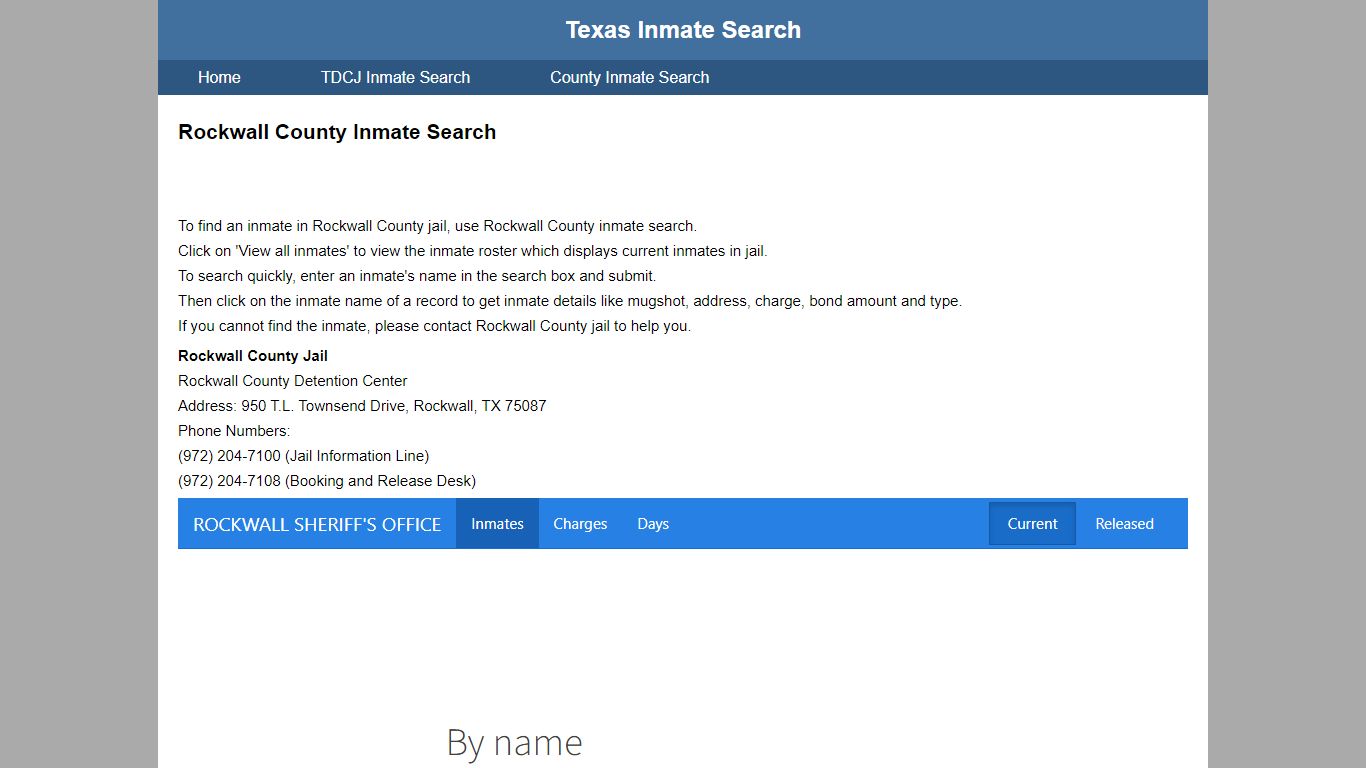 Rockwall County Jail Inmate Search